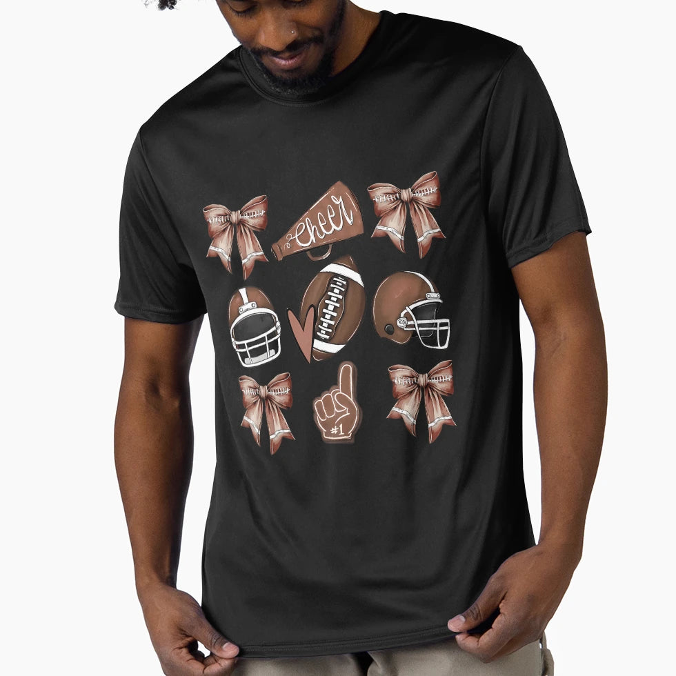Girly Football And Cheer Football T-Shirt - Aesthetic Graphic for Adults - T-Shirt, Sweatshirt, Hoodie