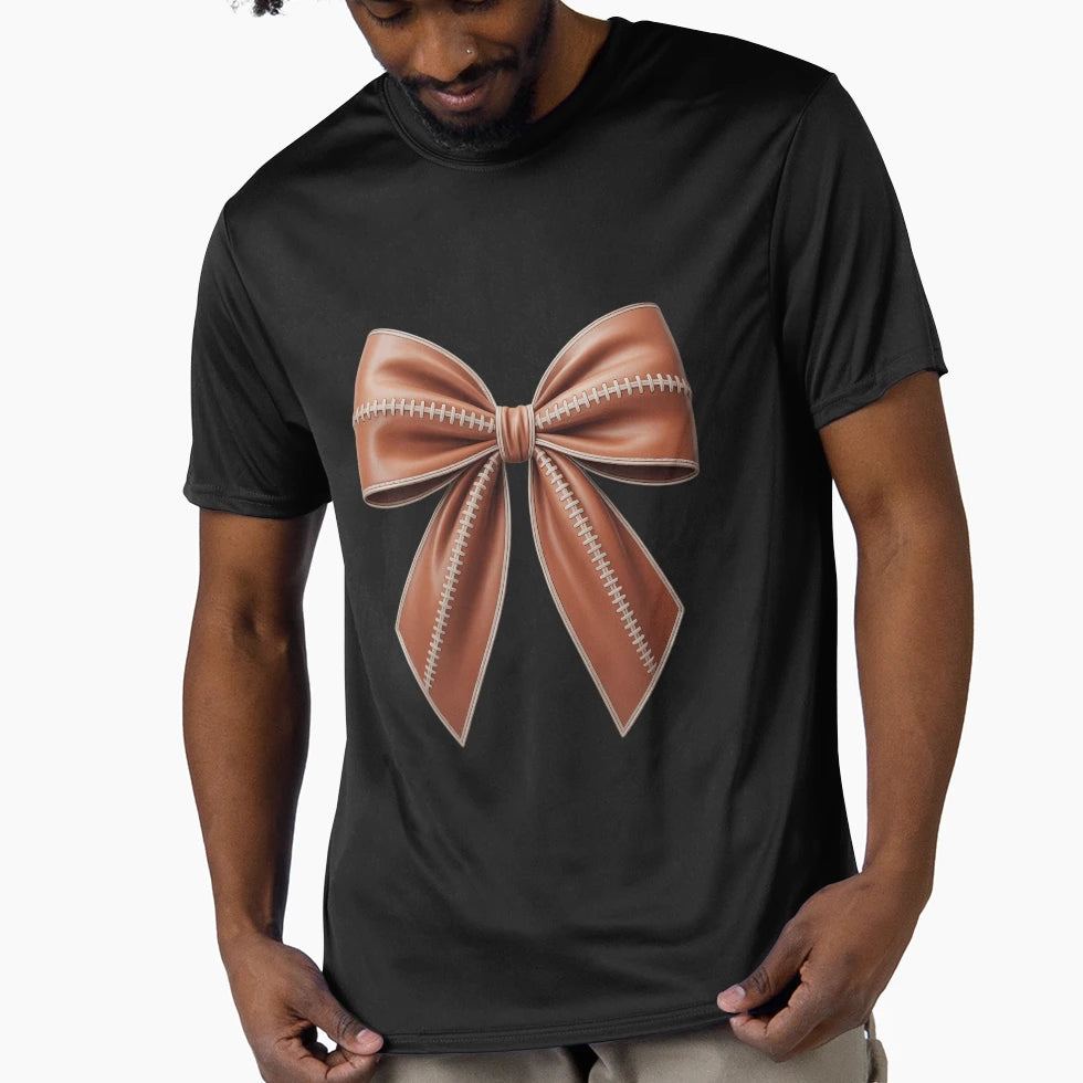 Coquette Bow Pumpkin Football T-Shirt - Casual Everyday Wear for Adults - T-Shirt, Sweatshirt, Hoodie