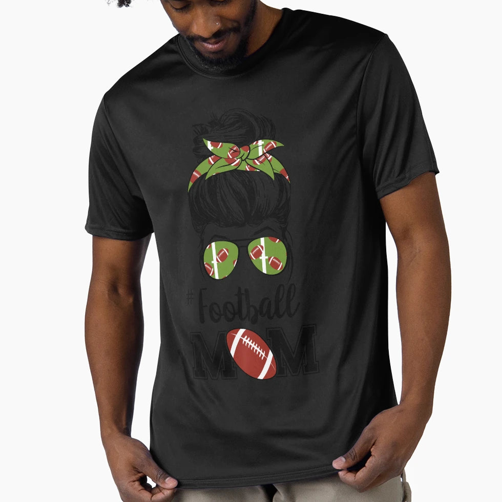 Football Mom Messy Bun T-Shirt - Unique Graphic Unisex - T-Shirt, Sweatshirt, Hoodie