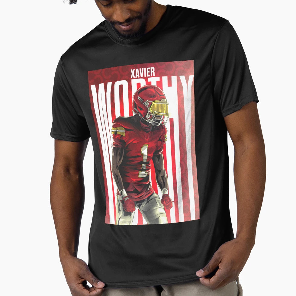 Chiefs Wide Reciever Xavier Worthy T-Shirt - Fun Novelty Design Unisex - T-Shirt, Sweatshirt, Hoodie