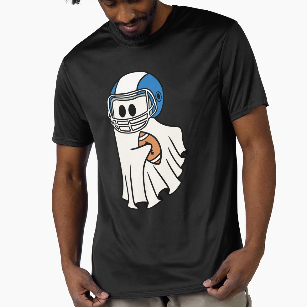 Halloween Ghost Play Football T-Shirt - Unique Graphic for Adults - T-Shirt, Sweatshirt, Hoodie