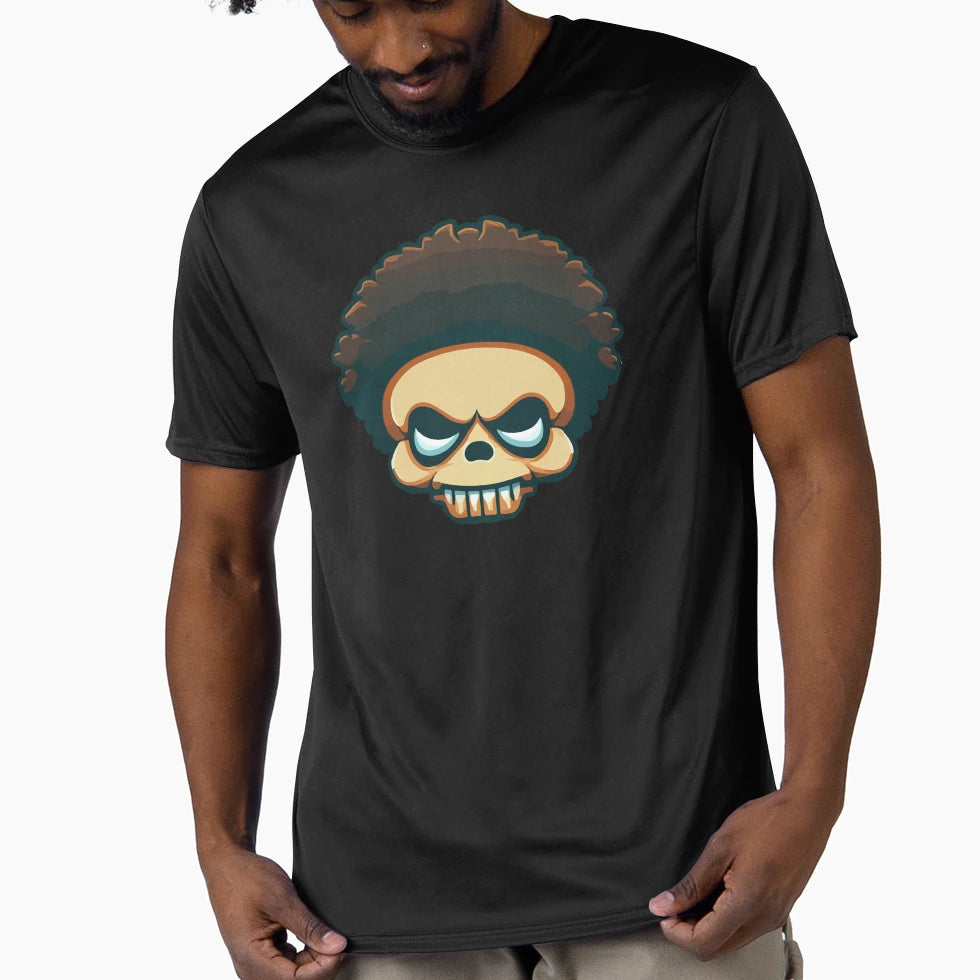 Skull Afro Hairstyle T-Shirt - Casual Everyday Wear Men Women - T-Shirt, Sweatshirt, Hoodie