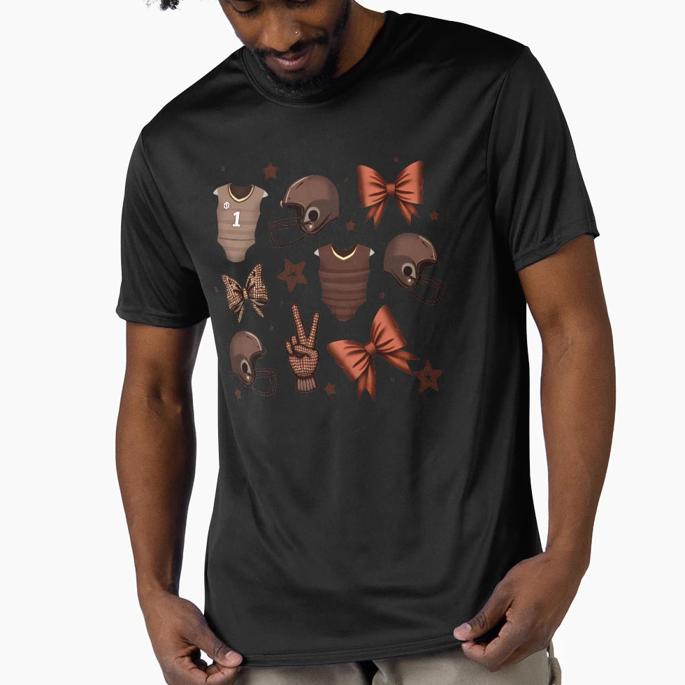 Coquette Bow Pumpkin American Football T-Shirt - Aesthetic Graphic Unisex - T-Shirt, Sweatshirt, Hoodie