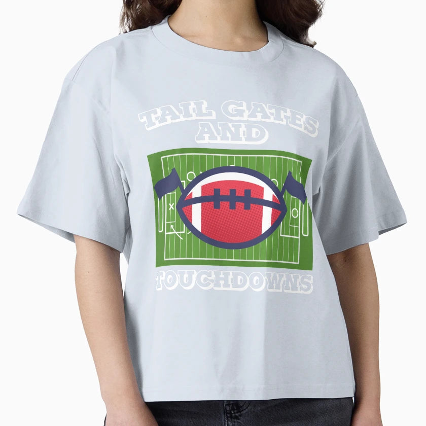 Tail Gates And Touchdowns Football Field T-Shirt - Custom Art Print Unisex - T-Shirt, Sweatshirt, Hoodie
