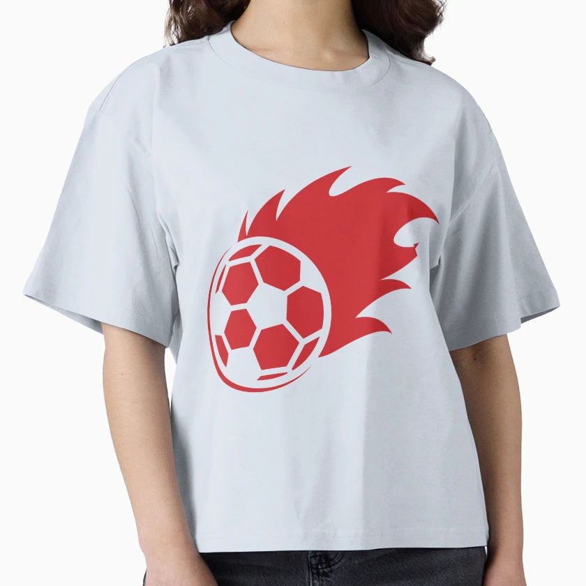 Football Red Fire Ball Football Ball T-Shirt - Trendy Graphic for Adults - T-Shirt, Sweatshirt, Hoodie