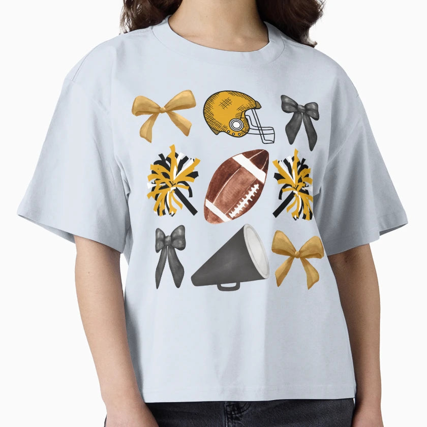 Cheer Football Bow T-Shirt - Minimalist Print for Adults - T-Shirt, Sweatshirt, Hoodie