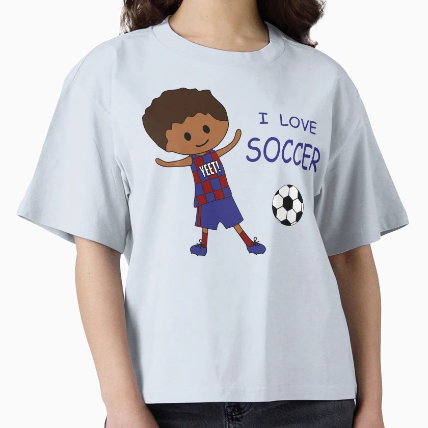 I Love Soccer Barcelona Fan Brown Curly T-Shirt - Aesthetic Graphic Unisex - T-Shirt, Sweatshirt, Hoodie