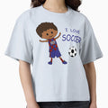 I Love Soccer Barcelona Fan Brown Curly T-Shirt - Aesthetic Graphic Unisex - T-Shirt, Sweatshirt, Hoodie