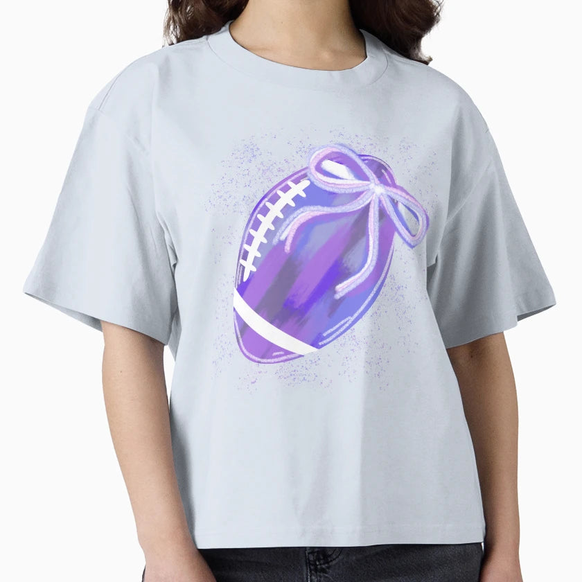 Purple Football Bow Soft Coquette Game T-Shirt - Trendy Graphic Men Women - T-Shirt, Sweatshirt, Hoodie
