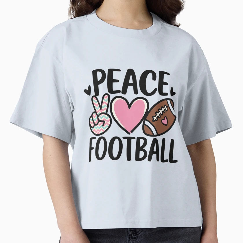 Peace Love Football Mom Teen T-Shirt - Casual Everyday Wear Unisex - T-Shirt, Sweatshirt, Hoodie