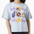 Coquette Bow Purple And Gold Football T-Shirt - Custom Art Print Men Women - T-Shirt, Sweatshirt, Hoodie
