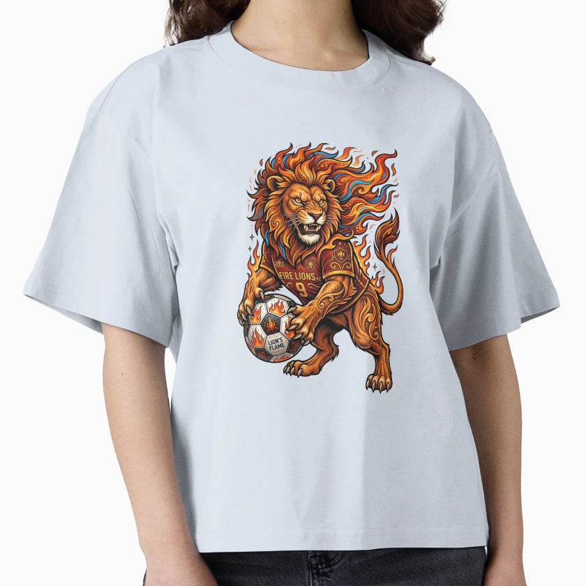 Fire Lion Epic Football Illustration T-Shirt - Fun Novelty Design Unisex - T-Shirt, Sweatshirt, Hoodie