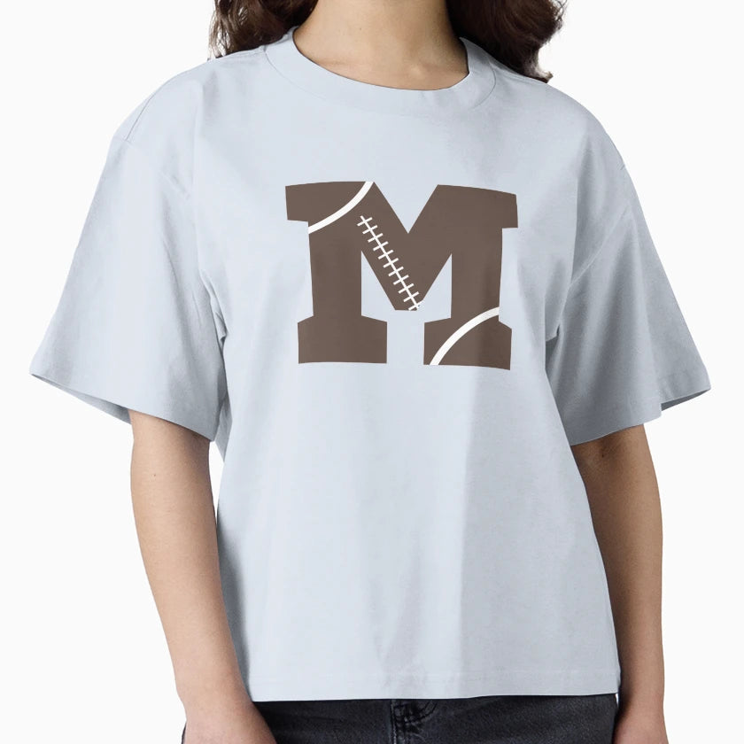 Personalized Football Initial M T-Shirt - Casual Everyday Wear Men Women - T-Shirt, Sweatshirt, Hoodie
