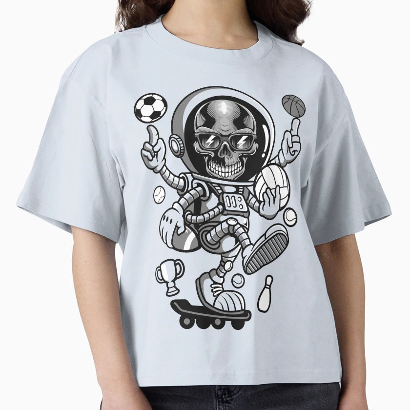 Funny Astronaut Skull Skateboard T-Shirt - Unique Graphic for Adults - T-Shirt, Sweatshirt, Hoodie