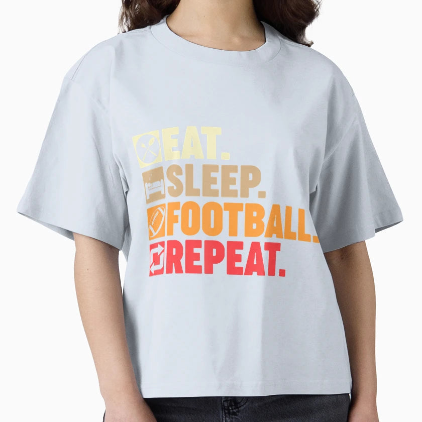 Eat Sleep Football Repeat Coach Player T-Shirt - Graphic Print for Adults - T-Shirt, Sweatshirt, Hoodie