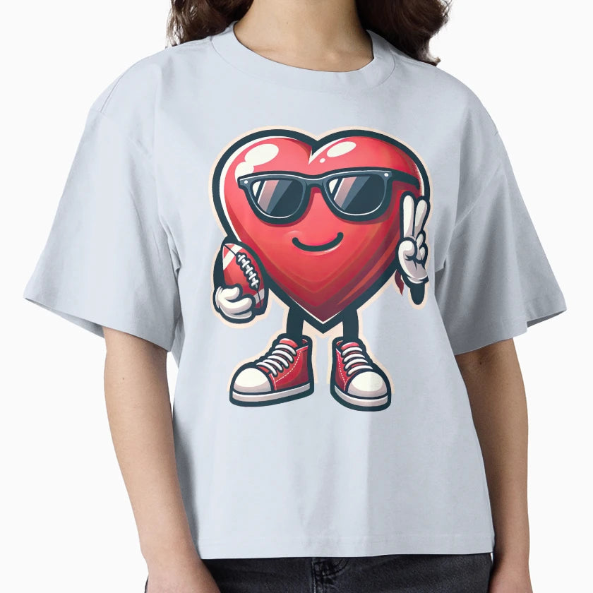 Heart American Football Valentines Day T-Shirt - Minimalist Print Unisex - T-Shirt, Sweatshirt, Hoodie
