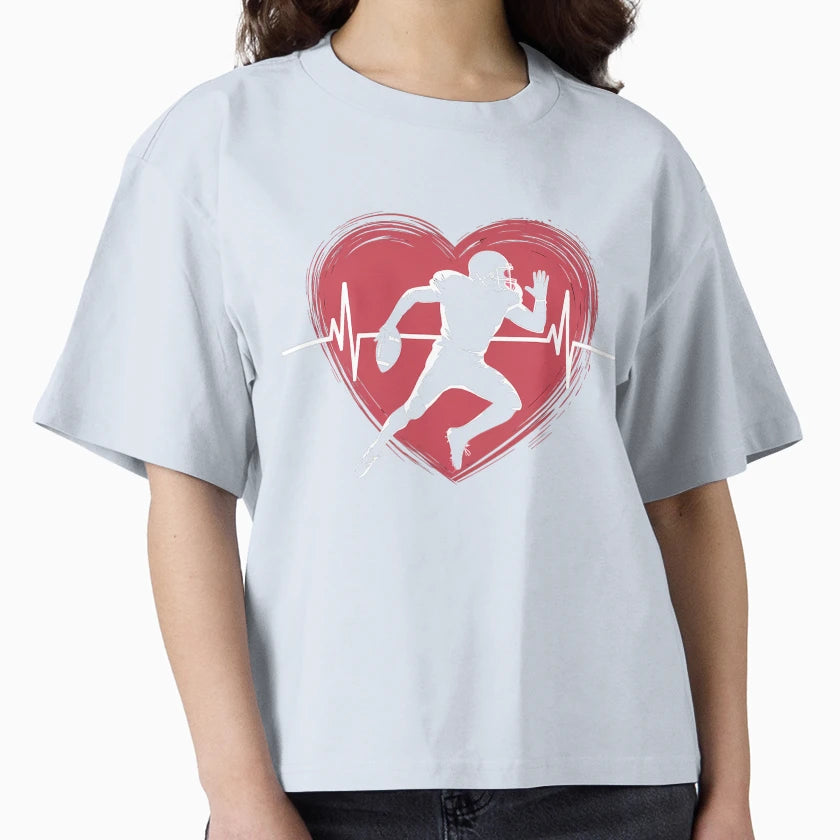 American Football Player Heart And T-Shirt - Aesthetic Graphic Unisex - T-Shirt, Sweatshirt, Hoodie