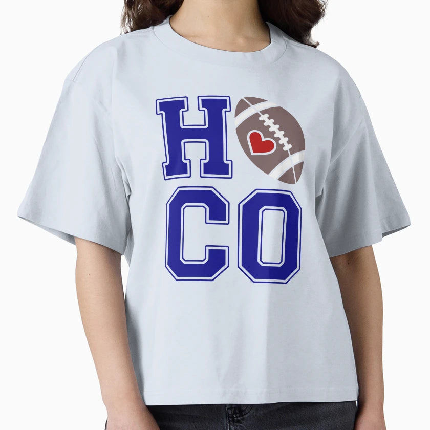 Hoco Football Heart Varsity Spirit T-Shirt - Minimalist Print for Adults - T-Shirt, Sweatshirt, Hoodie