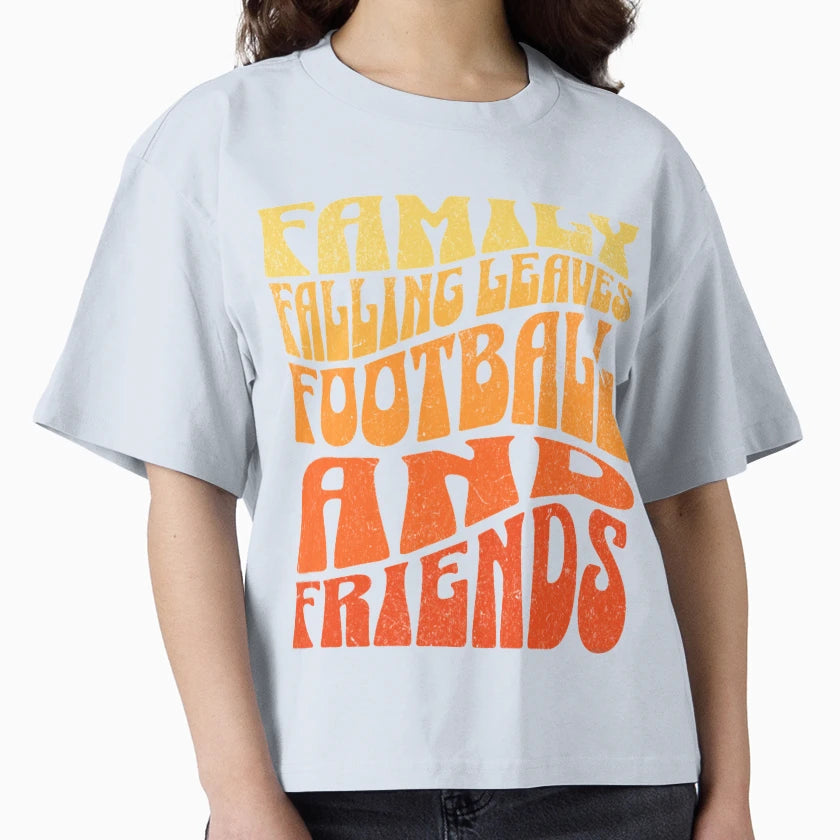 Fall Falling Leaves Football Friends T-Shirt - Aesthetic Graphic Men Women - T-Shirt, Sweatshirt, Hoodie