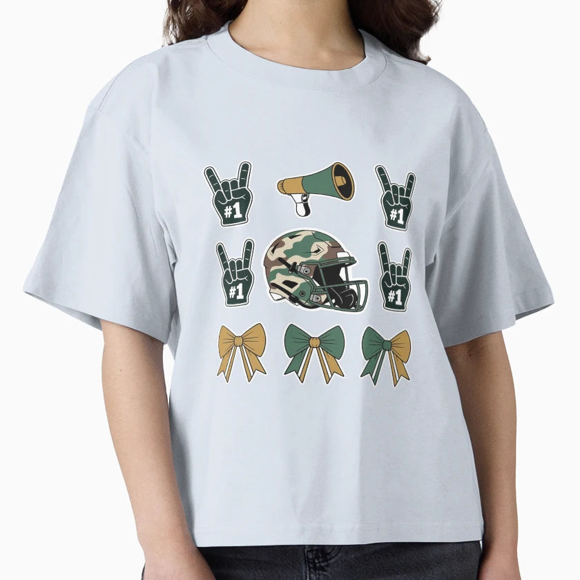 Camo Football Coquette Bow Football T-Shirt - Aesthetic Graphic for Adults - T-Shirt, Sweatshirt, Hoodie