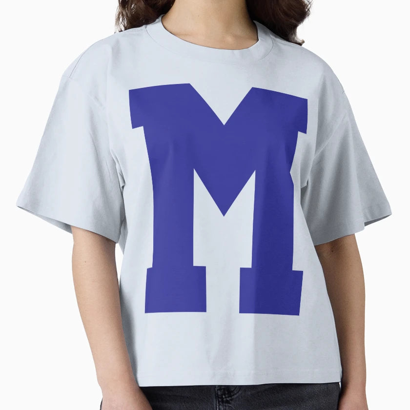 Alphabet Blue M Sports Letter M T-Shirt - Novelty Apparel for Adults - T-Shirt, Sweatshirt, Hoodie