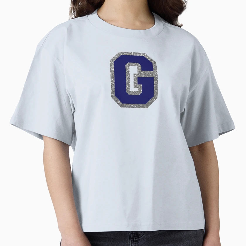Silver And Navy Varsity Letter G T-Shirt - Minimalist Print Men Women - T-Shirt, Sweatshirt, Hoodie