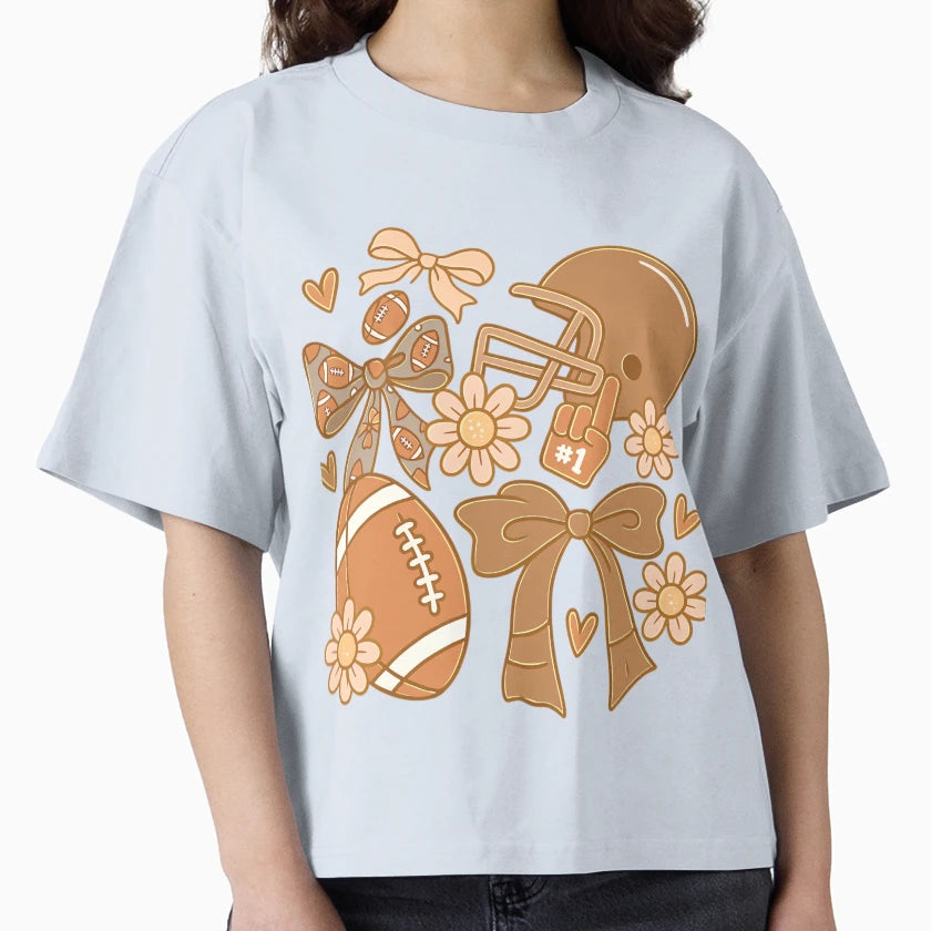 Football Floral Helmet Bow Fans T-Shirt - Fun Novelty Design Unisex - T-Shirt, Sweatshirt, Hoodie
