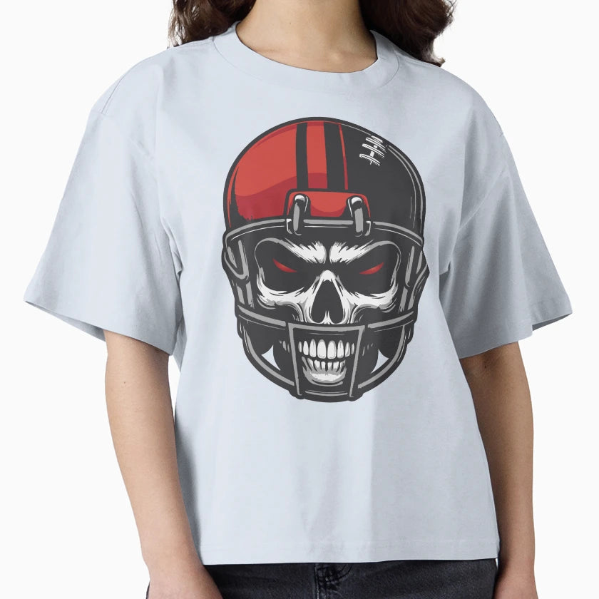 Scary Skull American Football Helmet T-Shirt - Trendy Graphic for Adults - T-Shirt, Sweatshirt, Hoodie