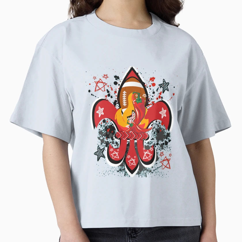 Fire Hot Red Chile Football Fleur D Lis T-Shirt - Streetwear Style Unisex - T-Shirt, Sweatshirt, Hoodie