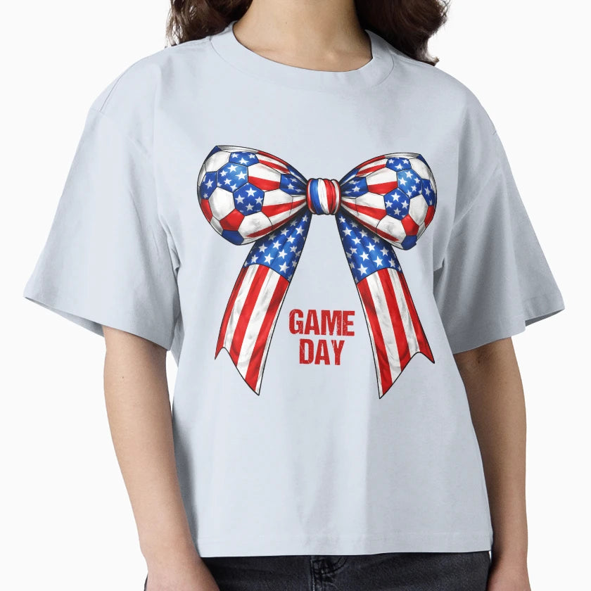 Usa Soccer Bow Patriotic Hair T-Shirt - Casual Everyday Wear for Adults - T-Shirt, Sweatshirt, Hoodie