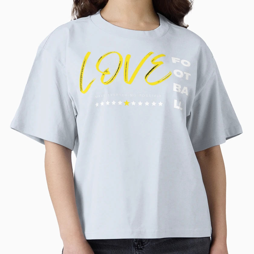 Love Football Yellow T-Shirt - Custom Art Print Men Women - T-Shirt, Sweatshirt, Hoodie