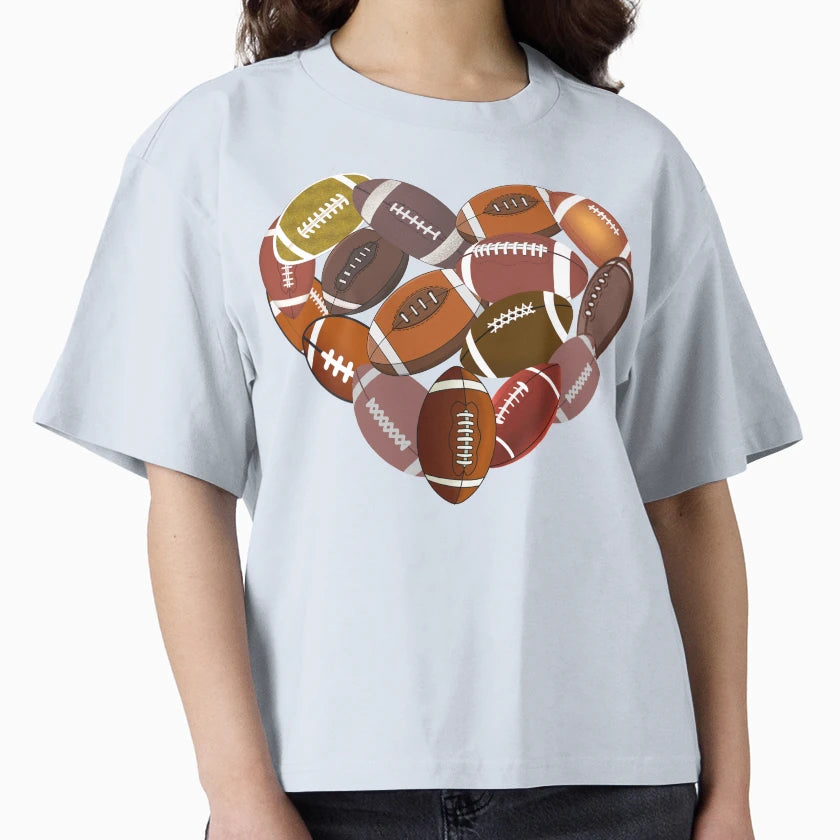 Heart Filled Rugby Balls T-Shirt - Custom Art Print Unisex - T-Shirt, Sweatshirt, Hoodie