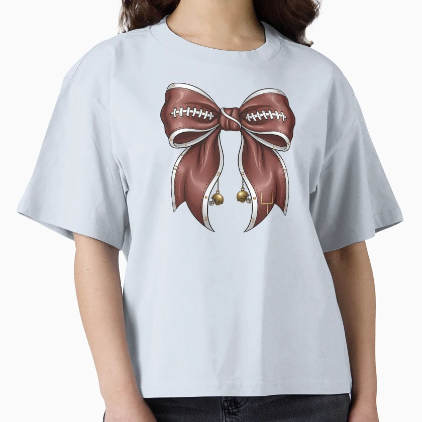 Feminine Football Bow Girly American T-Shirt - Aesthetic Graphic Men Women - T-Shirt, Sweatshirt, Hoodie