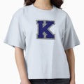 Silver And Navy Varsity Letter K T-Shirt - Minimalist Print for Adults - T-Shirt, Sweatshirt, Hoodie