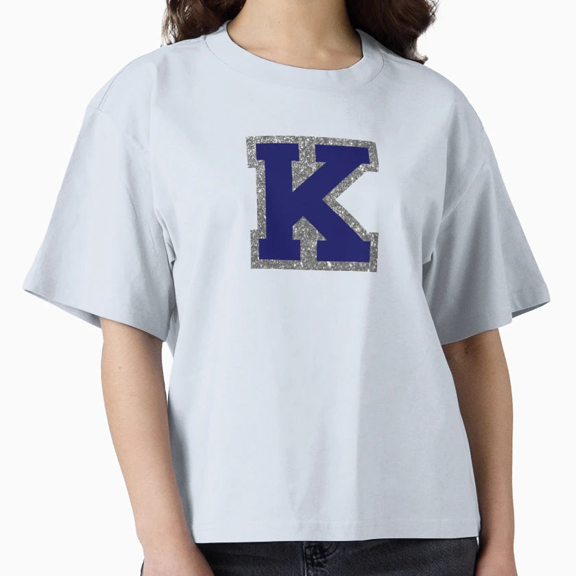 Silver And Navy Varsity Letter K T-Shirt - Minimalist Print for Adults - T-Shirt, Sweatshirt, Hoodie