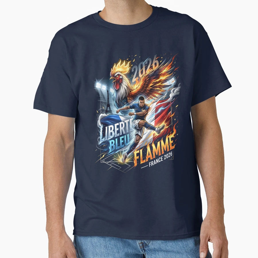 Libert Bleu Flamme France World T-Shirt - Casual Everyday Wear for Adults - T-Shirt, Sweatshirt, Hoodie