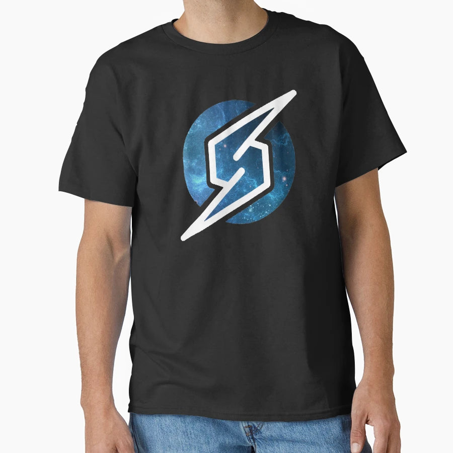 Metroid Logo Blue Galaxy T-Shirt - Minimalist Print for Adults - T-Shirt, Sweatshirt, Hoodie