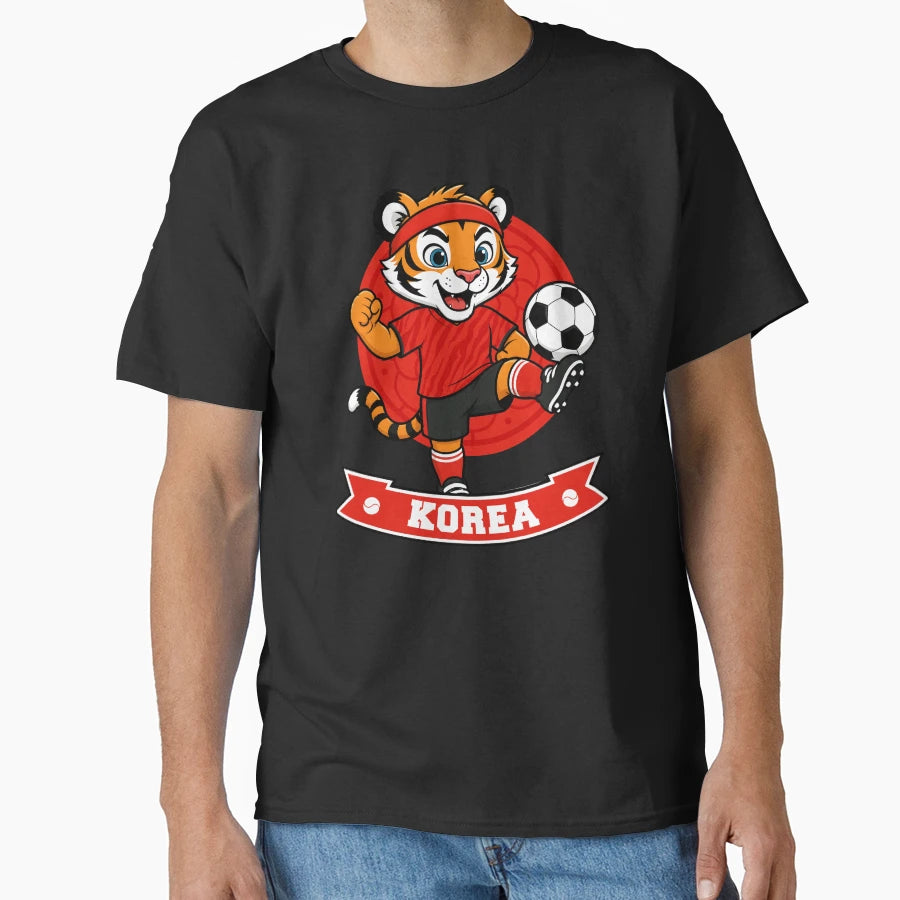 South Korea Tiger Soccer Mascot 2026 T-Shirt - Minimalist Print Men Women - T-Shirt, Sweatshirt, Hoodie