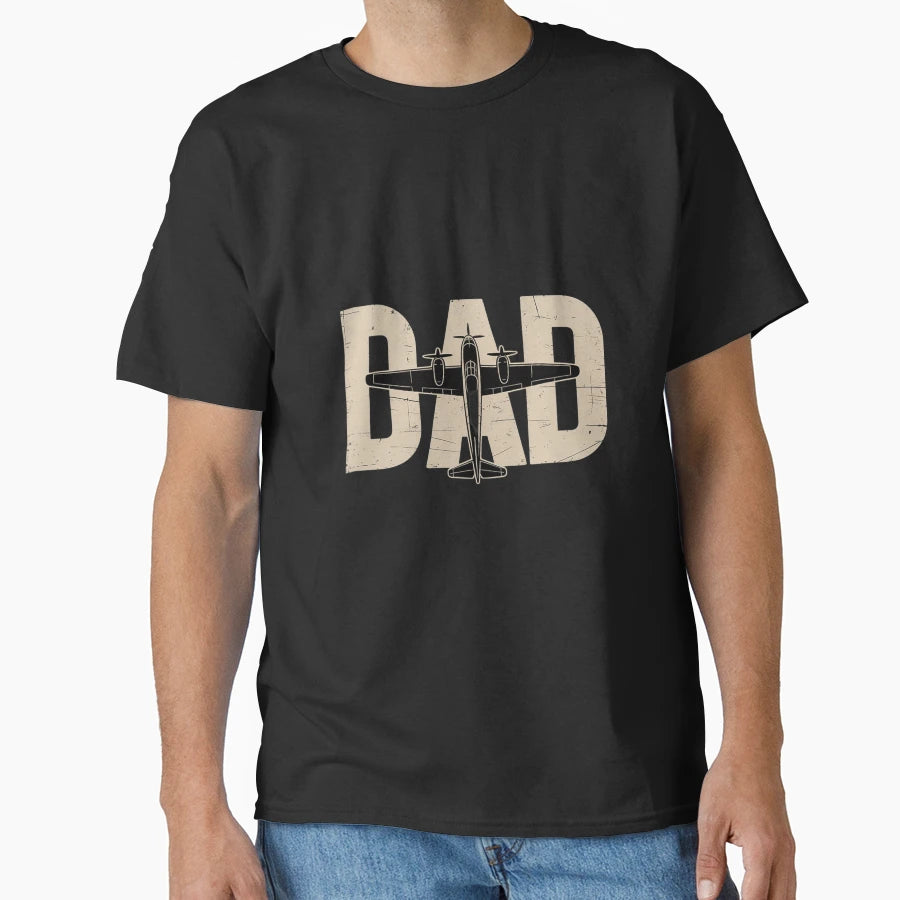 Pilot Dad Fathers Day Airplane And T-Shirt - Custom Art Print Men Women - T-Shirt, Sweatshirt, Hoodie