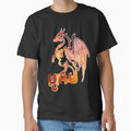 Uru Dragon Orange Flames White T-Shirt - Casual Everyday Wear Men Women - T-Shirt, Sweatshirt, Hoodie