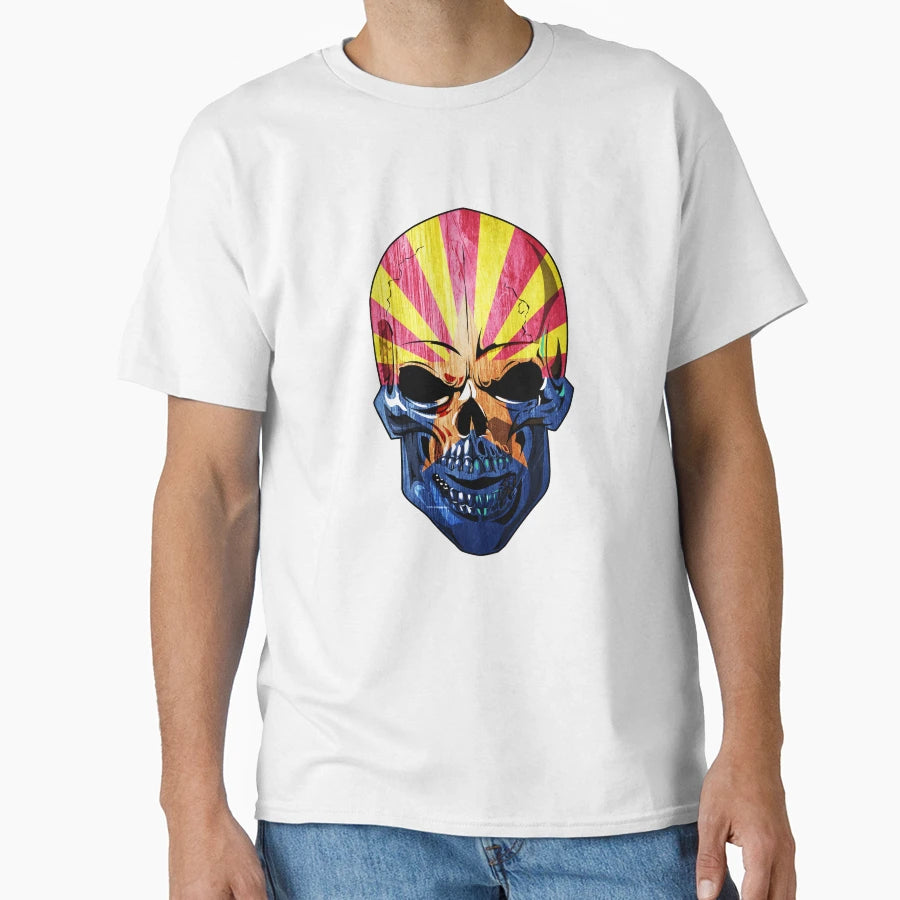 Skull Arizona Flag Evil Biker Scary T-Shirt - Custom Art Print for Adults - T-Shirt, Sweatshirt, Hoodie