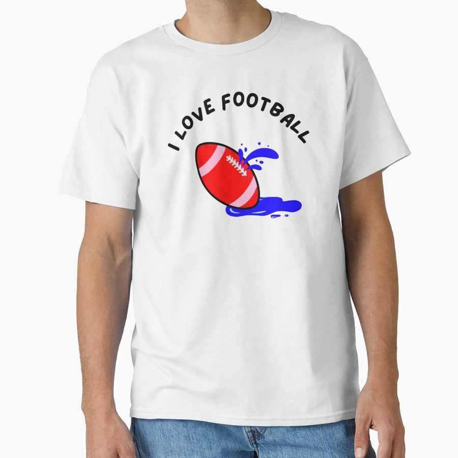 I Love Football Red Football Blue T-Shirt - Trendy Graphic Men Women - T-Shirt, Sweatshirt, Hoodie