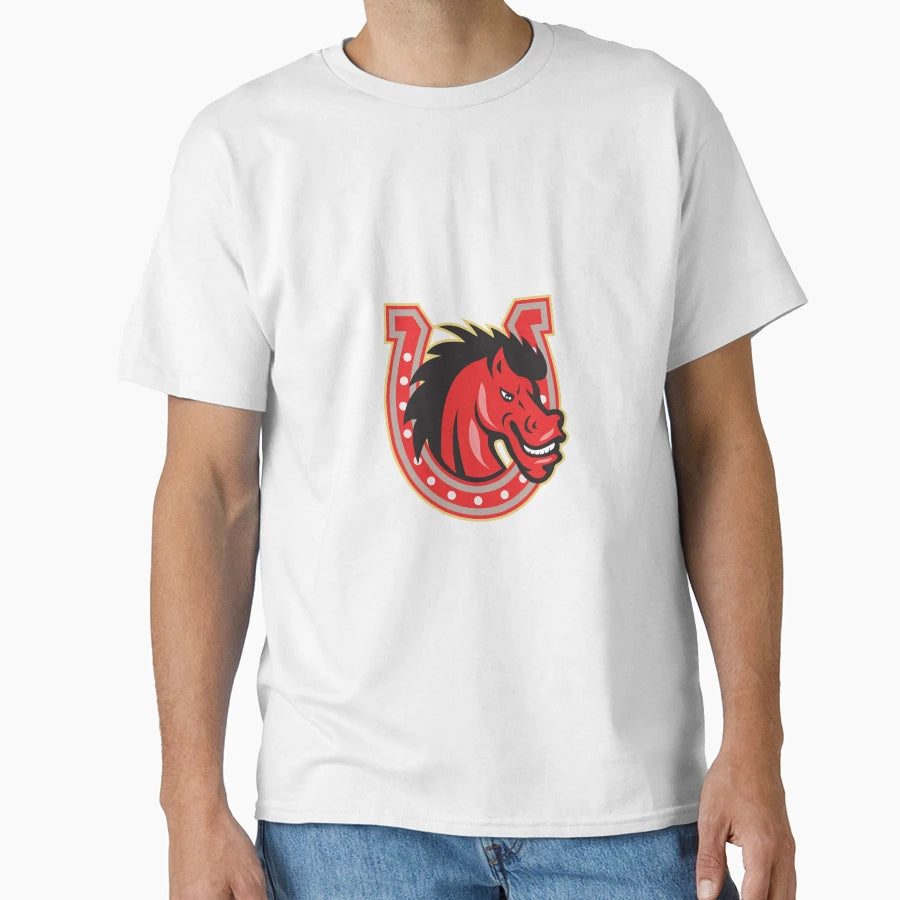 Red Horse Head Horseshoe T-Shirt - Streetwear Style Unisex - T-Shirt, Sweatshirt, Hoodie