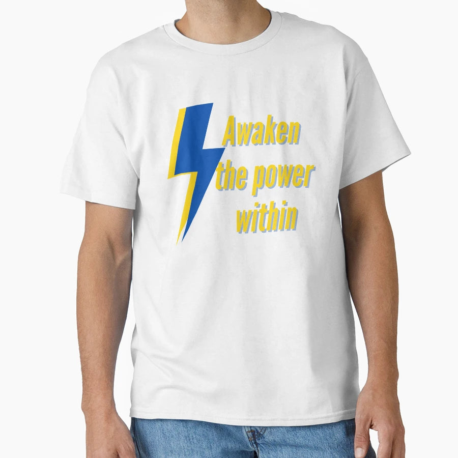Awaken Power Within Motivational Lightning T-Shirt - Unique Graphic Unisex - T-Shirt, Sweatshirt, Hoodie