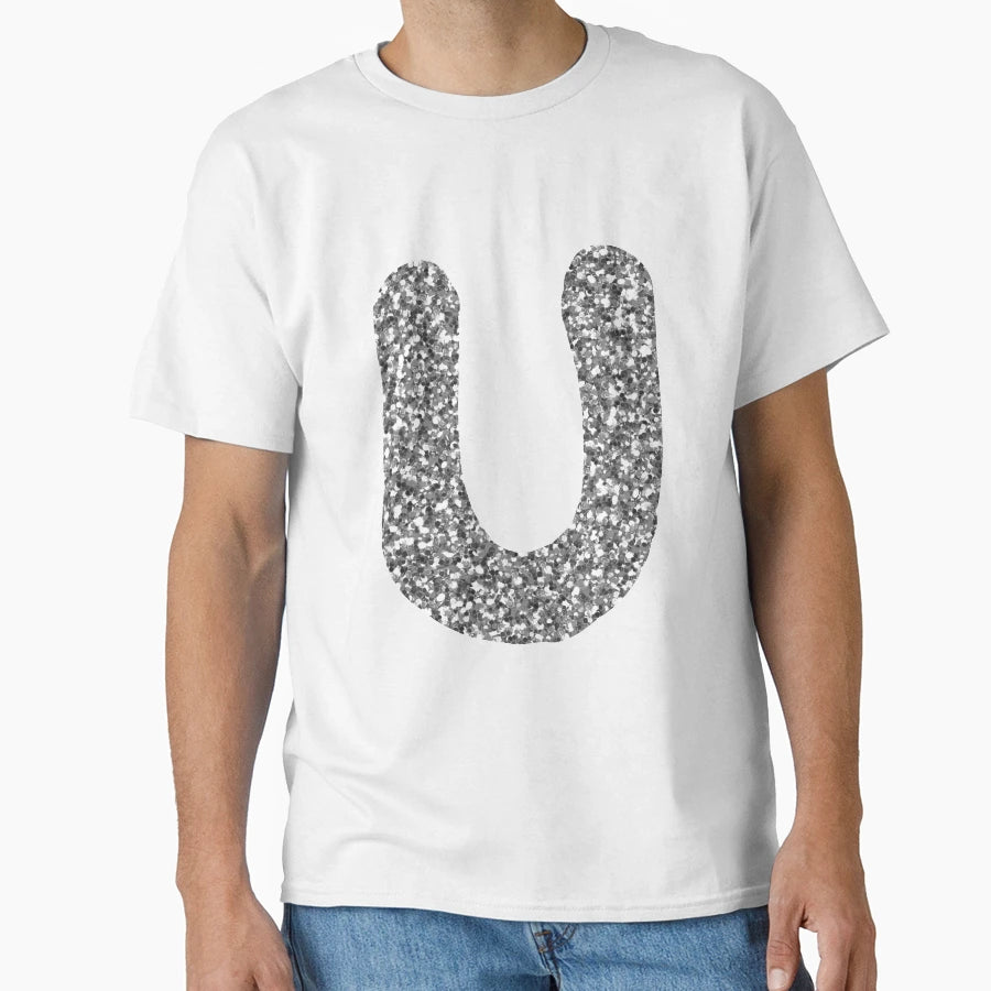 Silver Alphabet U T-Shirt - Novelty Apparel Unisex - T-Shirt, Sweatshirt, Hoodie