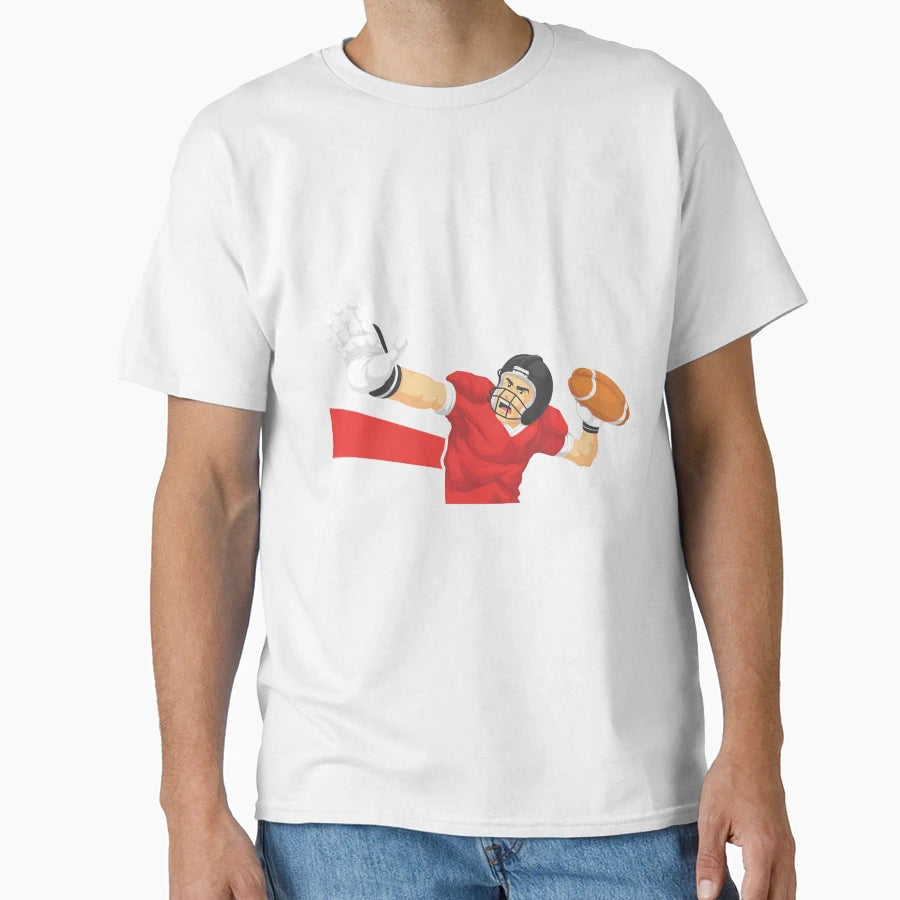 American Football Cartoon T-Shirt - Minimalist Print Men Women - T-Shirt, Sweatshirt, Hoodie