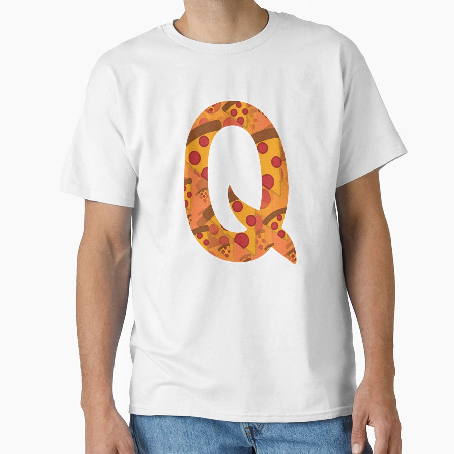 Pizza Monogram Letter Q T-Shirt - Fun Novelty Design Unisex - T-Shirt, Sweatshirt, Hoodie