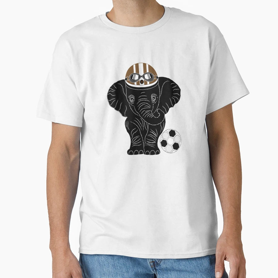 Elephant Playing Football T-Shirt - Trendy Graphic Unisex - T-Shirt, Sweatshirt, Hoodie