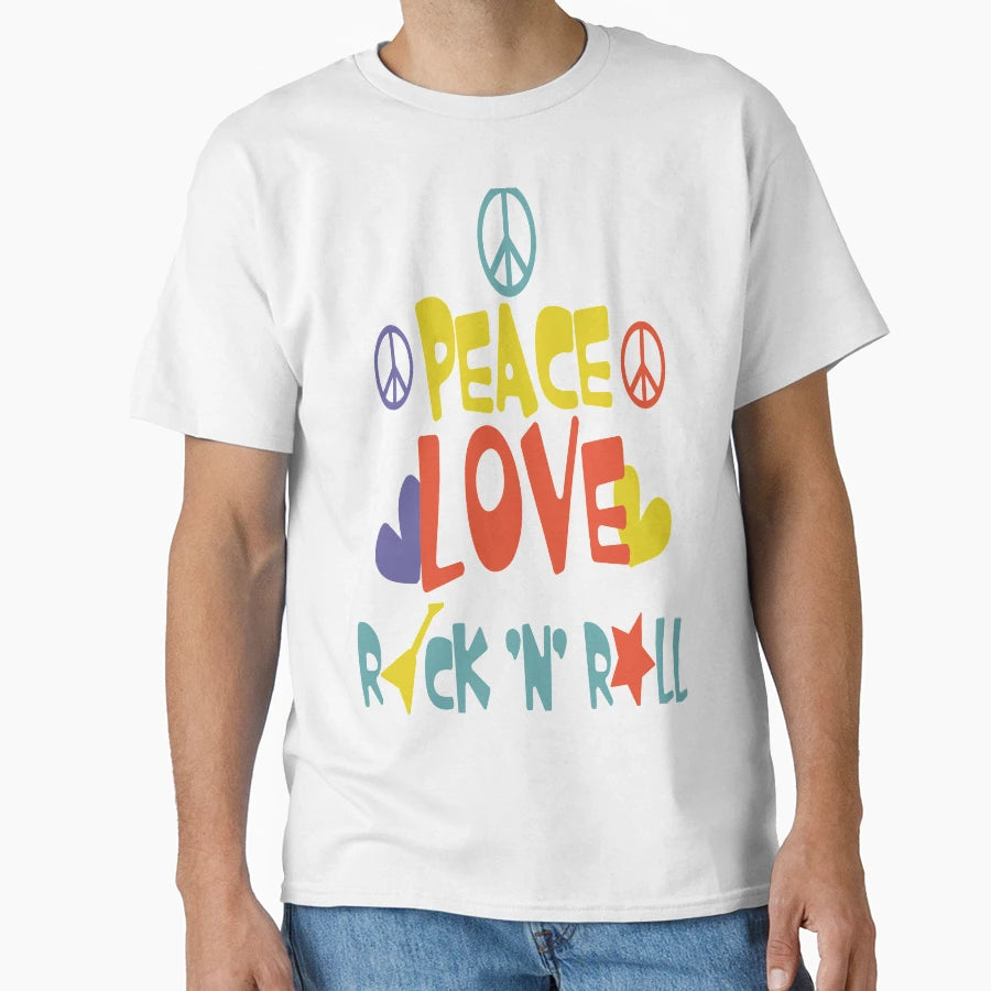 Peace Love And Rock N Roll T-Shirt - Fun Novelty Design for Adults - T-Shirt, Sweatshirt, Hoodie