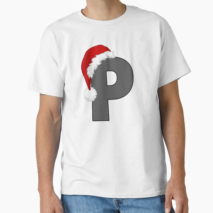 Letter P Santa Hat T-Shirt - Unique Graphic for Adults - T-Shirt, Sweatshirt, Hoodie